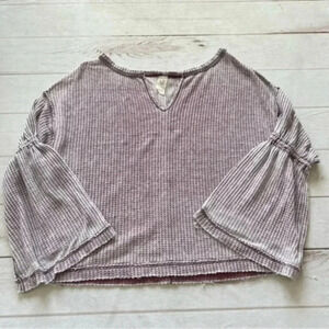 WE The Free Free People Womens XS Lavender Long Flare Thermal  Sleeve Sh…